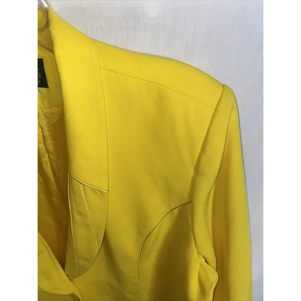 Champagne Italy Dress Blazer Women's Size 24 Yellow Long Sleeve Button Front